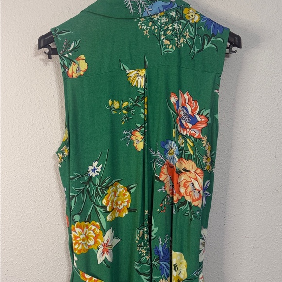 Anthropologie Maeve Rory Women Green Floral Midi Dress Size 12P - Picture 9 of 11